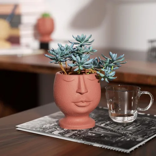 Miniatura 4 de Nicole Face Cement Flower Pot Mold Nordic Style Horcrete Mold Abstract Design Plant Flower Pot Molde de silicona SH0613