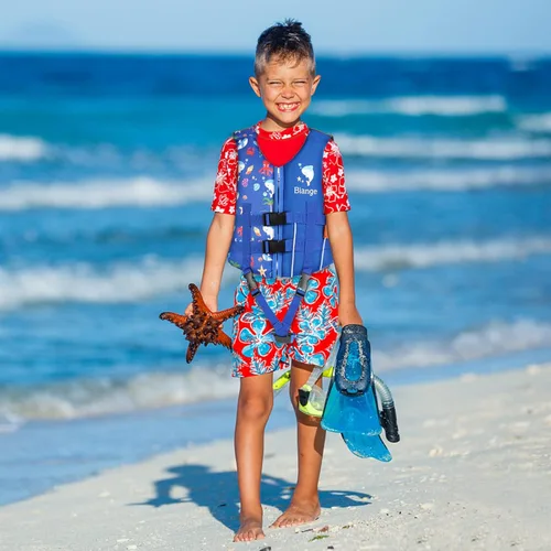 Miniatura 6 de Chaleco de natación para niños, chaqueta de natación para niños pequeños, flotadores para nadar con silbato de emergencia para niños y niñas de 1 a