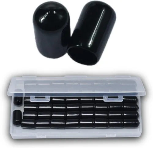 Miniatura 6 de Acocony Tapones de goma redondos de 1 pulgada, tapones de plástico de PVC flexible para agujeros redondos, color negro, paquete de 12