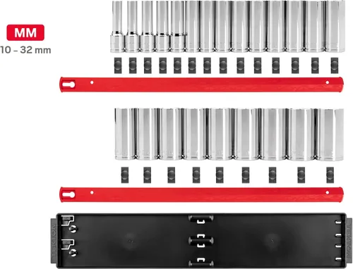 Miniatura 2 de TEKTON SHD92121 - Juego de llaves de vaso de 12 puntos con rieles y bandeja, 23 piezas (0.394-1.260 in)