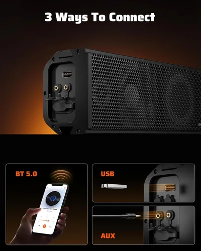 Miniatura 6 de Ehaho Barra de sonido UTV de 25 pulgadas, IP66 impermeable Bluetooth barra de sonido para carrito de golf, barra de sonido ATV con iluminación RGB