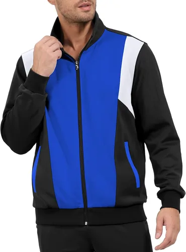 Miniatura 2 de Conjunto deportivo casual de 2 piezas para hombre, conjunto deportivo con cremallera completa, trajes deportivos para correr y trotar para hombre
