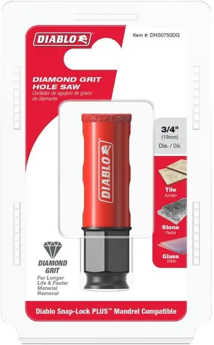 Miniatura 2 de Diablo Sierra de agujero de grano de diamante, compatible con sistema de mandril Snap Lock Plus, no necesita broca piloto, diámetro de 3/4 pulgadas