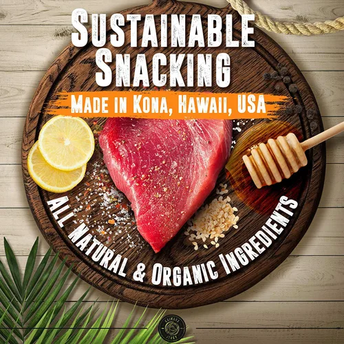 Miniatura 5 de Kaimana Cecina de atún Ahi silvestre capturada en la naturaleza, sal de limón, rica en omega-3 y alta en proteínas, cecina de pescado totalmente Sal