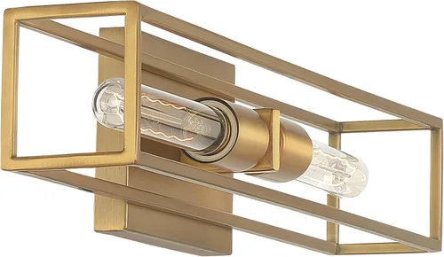 Miniatura 7 de Quoizel LGN8624WS Leighton - Lámpara de pared para baño, 2 luces, 200 vatios, latón desgastado (5 pulgadas de alto x 24 pulgadas de ancho)