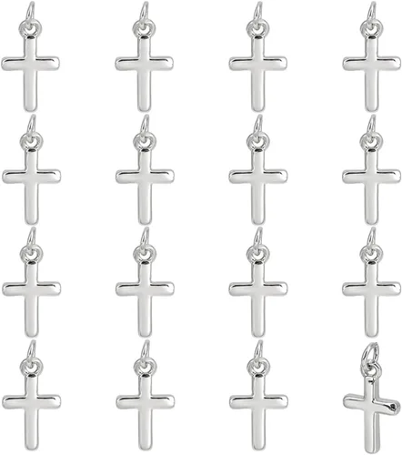 Miniatura 7 de BENECREAT 16 dijes de cruz de latón chapado en oro real de 18 quilates, dije de cruz pequeña para hacer joyas, collares, manualidades