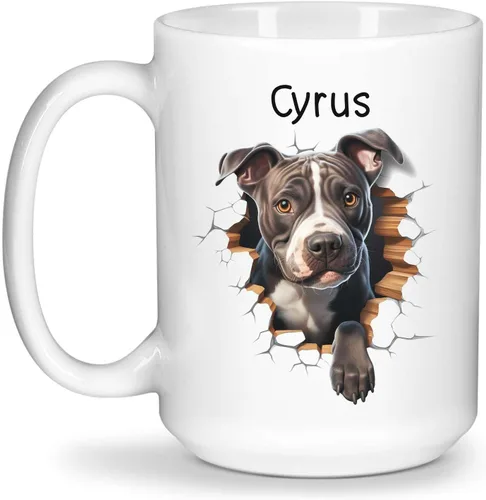 Miniatura 24 de Tazas de café con nombre personalizado único y emocionado Chihuahua rompió la pared, tazas de café personalizadas para perros, regalo para niños