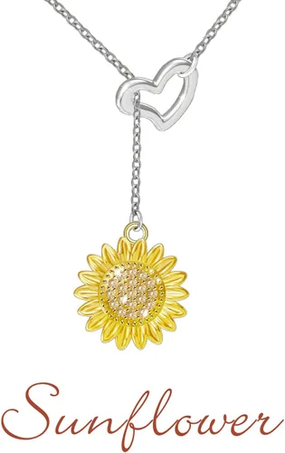 Miniatura 3 de Collar de girasol, joyería de plata de ley 925 - You Are My Sunshine Colgante Collares Joyería Moda Y Colgante Regalos para Mujeres Esposa, Metal