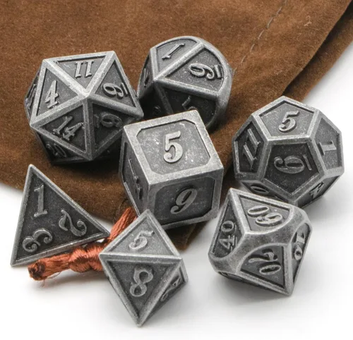 Juego de dados de metal, dados poliédricos D&D para Dungeons and Dragons RPG DND, dados para juegos de rol, MTG, juegos de mesa, Shadowrun