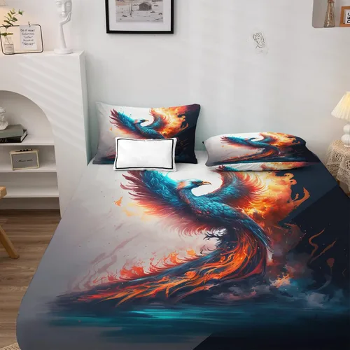 Miniatura 2 de Phoenix Sheets - Juego de sábanas de 3 piezas con estampado de animales de fantasía, sábanas y fundas de almohada de 3 piezas, sábana bajera