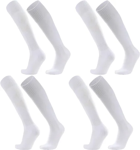 ZXOLDZX 4 pares de calcetines de fútbol acolchados hasta la rodilla para hombres, jóvenes y niños