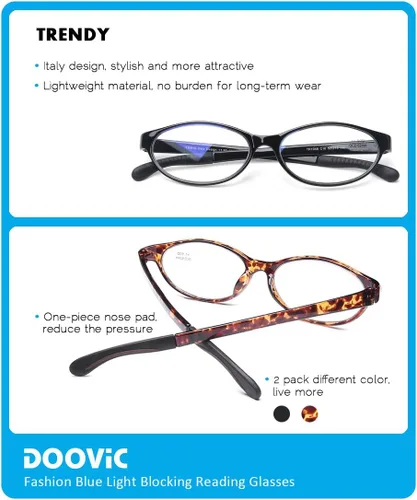 Miniatura 4 de DOOViC Paquete de 2 lentes de lectura de moda para mujer, diseño elegante, bloqueo de luz azul, lectores 1.5