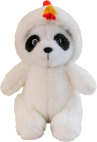 Miniatura 10 de Lindo panda de peluche para cosplay como conejo marrón, juguete de peluche suave de panda en disfraz de conejo, juguetes de peluche para niños de 12