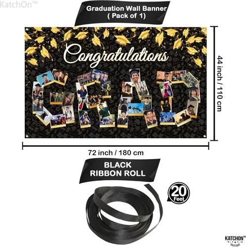 Miniatura 2 de KatchOn, Cartel de fotos de graduación de felicitaciones – Xtralarge, 72 x 44 pulgadas Cartel de fotos personalizado de graduación Fondo