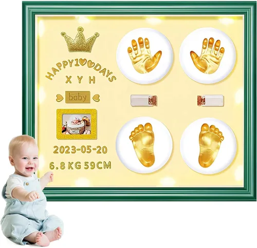 Miniatura 14 de MCstars Kit personalizado de mano y huella de bebé, pies de recuerdo y huellas de manos para recién nacidos, regalo para baby shower, Navidad