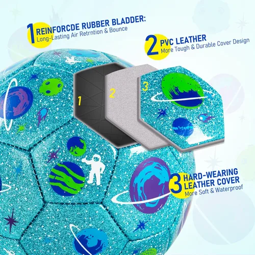 Miniatura 5 de ZOOJOY Balón de fútbol de tamaño 2 para niños pequeños, paquete de 2 pelotas de fútbol para niños con bolsa de malla de inflador, juguetes