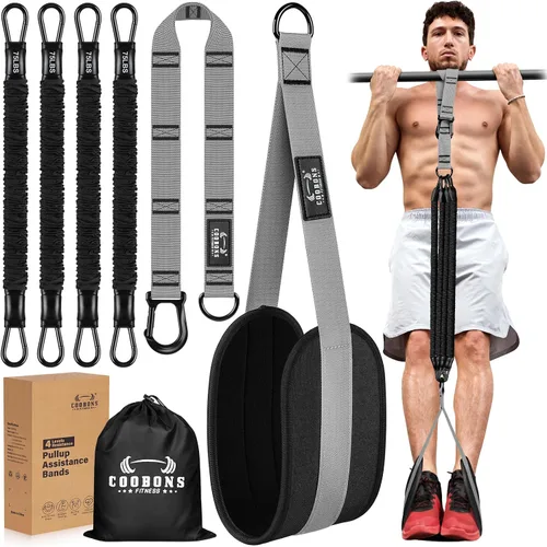 Miniatura 9 de Pull Up Assistance Bands, 300lbs Heavy Duty Resistance Bands for Pull Ups with Adjustable Height, Fabric Feet Rest & Knee Support, Strength Training