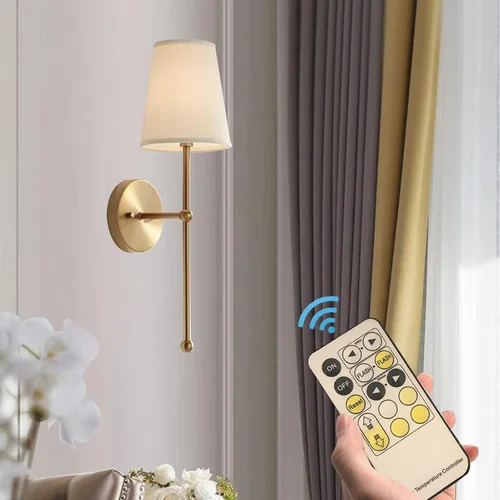 Miniatura 4 de Juego de 2 apliques de pared a pilas, no cableados, aplique de pared a pilas con bombilla regulable remota, fácil de instalar, sin cables
