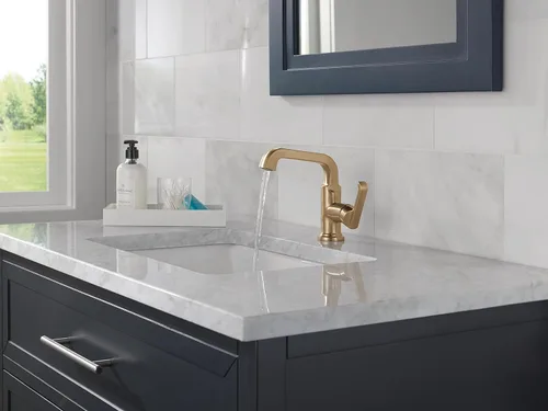Miniatura 2 de Delta Grifo de baño Tetra Gold de un solo agujero, grifo de baño dorado de una sola manija, grifo de lavabo de baño, tecnología de sello de Lumicoat