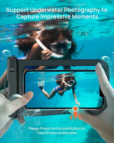 Miniatura 5 de Funda impermeable para teléfono IP68, flotante impermeable, bolsa seca esencial para crucero en la playa con cordón ajustable para iPhone 16 Pro Max