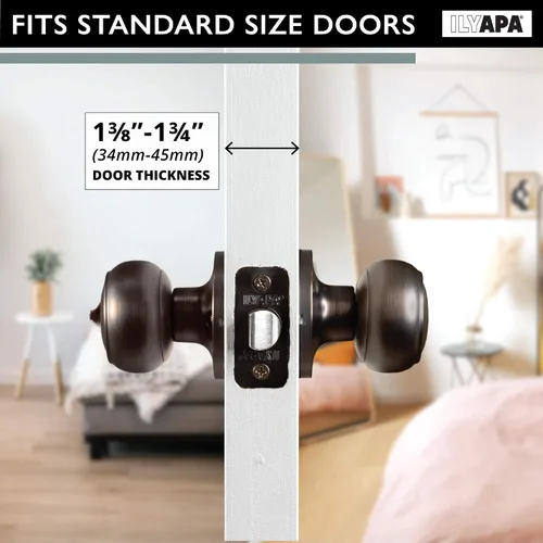 Miniatura 5 de Ilyapa - Pomo de puerta para interiores del hogar, manija redonda para puerta sin llave, color bronce aceitado Oil Rubbed Bronze