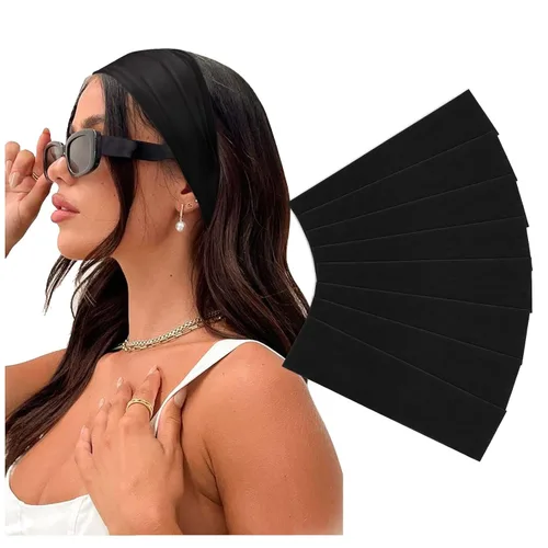 Miniatura 22 de DRESHOW 8 unidades de diademas ajustables con nudos antideslizantes elásticas, bandas de pelo de yoga para mujeres y niñas en colores sólidos