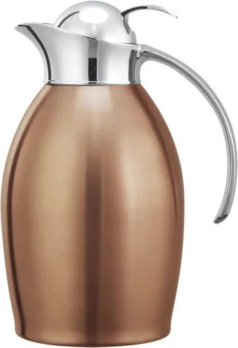 Service Ideas Nicollet Carafe, Vacuum Insulated, 20oz, Push-button Lid | NIC06BSPBBX in 0.6 Liter Black Onyx, Stainless Vacuum Insulated, Stainless