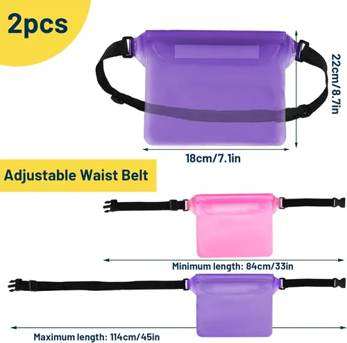 Miniatura 2 de Riñonera impermeable de 2 piezas, con correa ajustable en la cintura, bolsa impermeable táctil para mantener el teléfono seco y objetos de valor