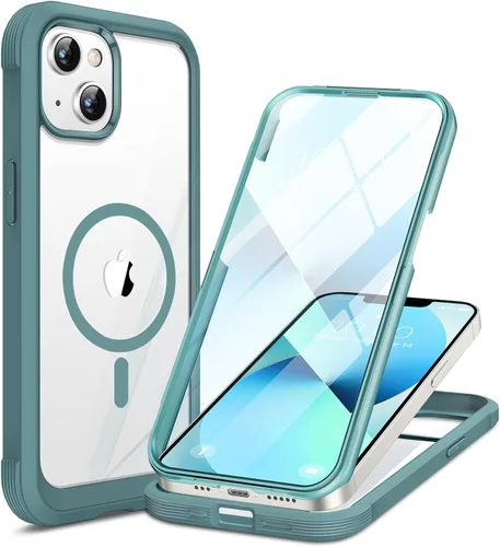 Miniatura 60 de Miracase Funda para iPhone 13 de 6.1 pulgadas, [sin burbujas] funda de teléfono de cuerpo completo con pantalla de vidrio completa integrada, sin