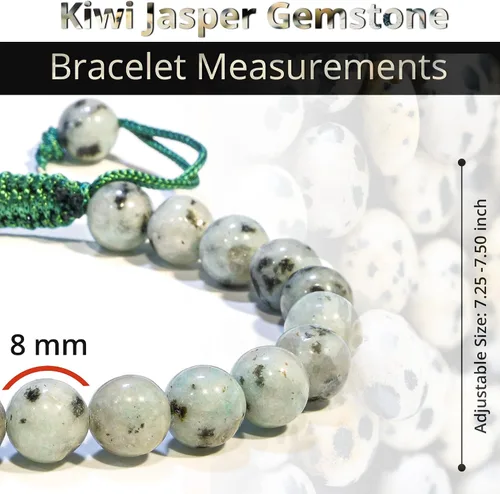 Miniatura 184 de Adjustable Crystal Bracelet – Gemstone Bead Bracelet with Adjustable Macrame String – Chic Gemstone Bracelet for Men and Women – 8mm Round Healing