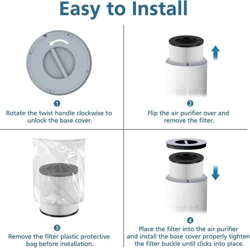 Miniatura 7 de Paquete de 2 filtros de repuesto A2 compatibles con AME=EU GDAP1W y VEWIOR A2 (ClearAir-A2), filtro HEPA 3 en 1 con filtro de carbón activado