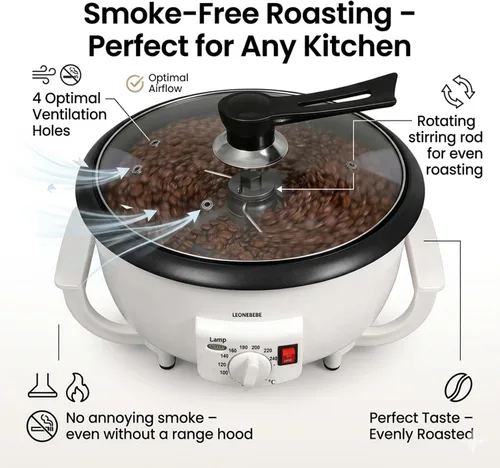 Miniatura 3 de Casa Máquina tostadora de granos de café para principiantes Máquina de asado de castañas de anacardo de cacahuete eléctrico de nueces de cacahuete