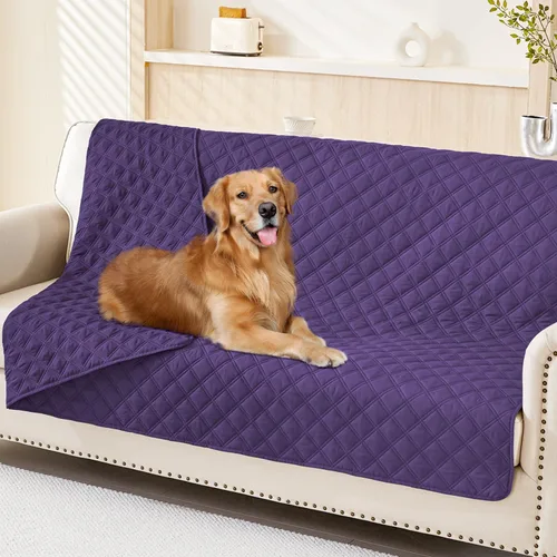 Miniatura 115 de Smiry Funda impermeable para cama de mascota, suave y lavable, para muebles, cama, sofá, reversible, a cuadros (30 x 53 pulgadas, color beige/beige)