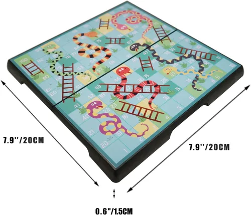 Miniatura 7 de Mini juego de mesa de serpientes y escaleras de 7.9 pulgadas, juego de mesa magnético de viaje, juguetes divertidos para la familia/regalo para niños