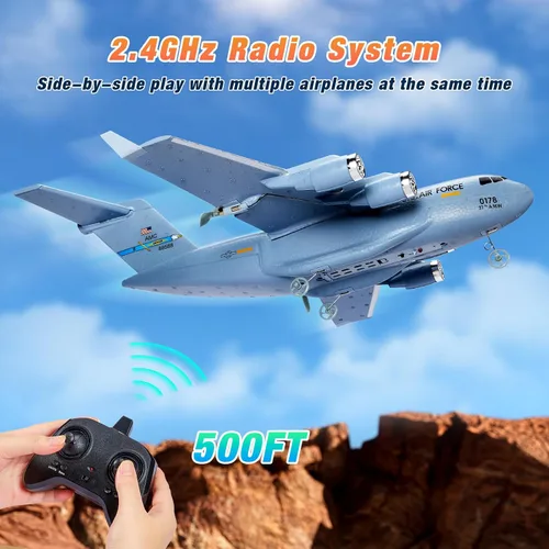 Miniatura 5 de Avión RC, Avión RC de 2 Canales Listo para Volar, Avión de Control Remoto C-17 de 2.4GHz con Estabilizador de Giroscopio de 6 Ejes Globemaster III