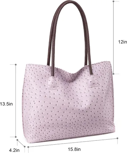 Miniatura 5 de Milan Chiva Bolso de mano para mujer con cremallera, grande, de piel vegana, de avestruz, bolsos de hombro y bolsos