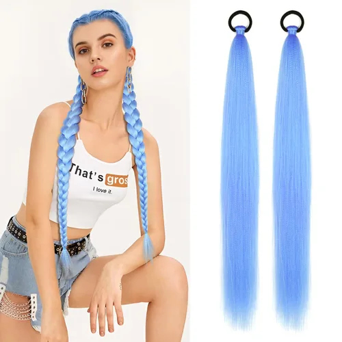 Miniatura 41 de Extensión de cabello sintético suave y natural para mujer, 34 pulgadas, 4.63 onzas, color rosa