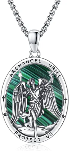 Miniatura 626 de Collar con colgante de plata de ley 925 con medalla de San Patrón, joyería religiosa para hombres y mujeres, con cadena de acero inoxidable 316L