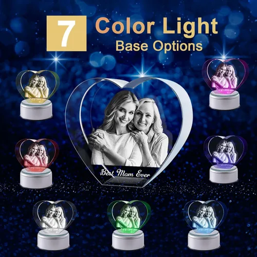 Miniatura 5 de Novgarden Foto de cristal 3D, regalos personalizados para el día de la madre, regalos conmemorativos para mujeres y ella en cumpleaños, aniversario
