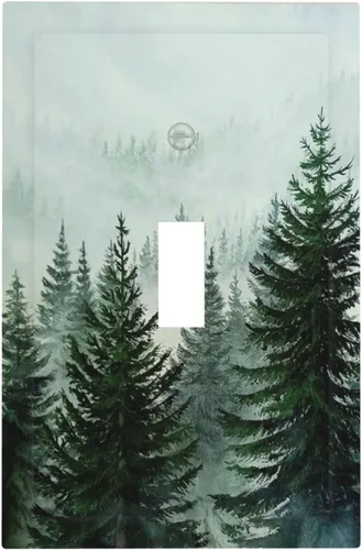 Miniatura 84 de Cubiertas de Tomacorrientes con Paisaje Brumoso de Pinos del Bosque Naturaleza 1 Gang Dúplex Placa Frontal de Receptáculo Eléctrico Cubierta