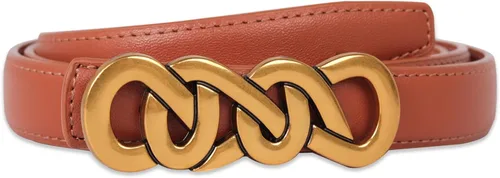 Miniatura 10 de Cinturón de cuero clásico con hebilla de metal para mujer con vestido de jeans