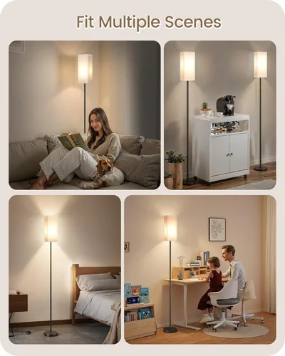 Miniatura 9 de Juego de 2 lámparas de pie para sala de estar, modernas lámparas de pie altas con interruptores de pie, bombilla no incluida, 64.6'', para sala