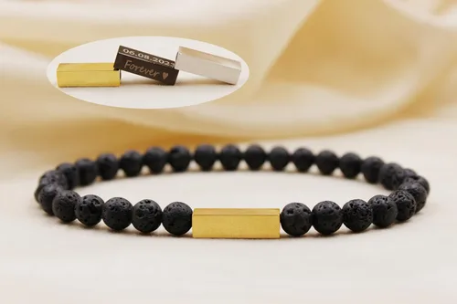 Miniatura 12 de Pulseras de cuentas personalizadas, Pulsera de piedras preciosas de 0.236 in, Pulsera grabada con láser, Pulsera de piedra natural, Pulseras unisex