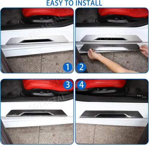 Miniatura 5 de Protector de umbral de puerta de fibra de carbono suave compatible con Chevrolet Corvette C8 2020-2026, tira de umbral de puerta, accesorios de tira