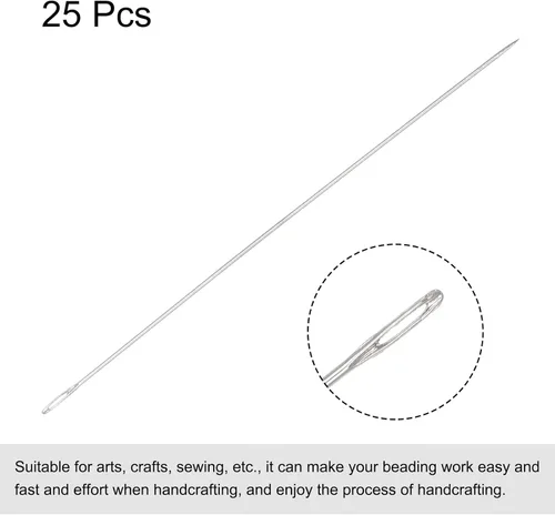 Miniatura 3 de uxcell 25 agujas de rebordear finas y largas rectas hilos de bordado de acero inoxidable de 2.17 pulgadas