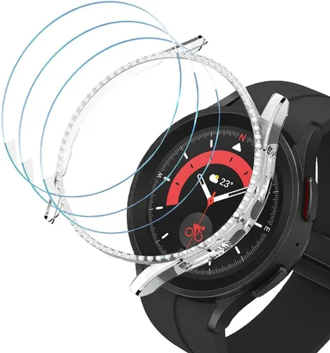 Miniatura 53 de DEALELE Paquete de 1 + 3 fundas y protector de pantalla compatible con Samsung Galaxy Watch FE / 5/4 de 1.575 pulgadas, funda protectora