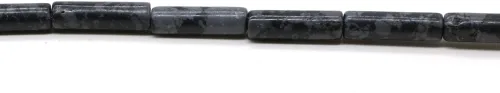 Miniatura 23 de Piedra de jaspe imperial negro natural de 0.157 x 0.512 in en forma de tubo de piedras preciosas cilíndricas sueltas manuales para hacer pulseras