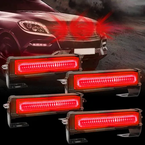 Luces estroboscópicas de emergencia para vehículo, 4 en 1 LED de 32 W, montaje en superficie, barra de luz estroboscópica intermitente de Rojo