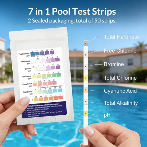 Miniatura 6 de Kit de probador digital de agua para piscina 11 en 1 que incluye probador de sal 5 en 1 para piscina de agua salada y tiras de prueba de piscina 7