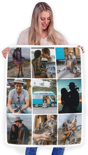 Miniatura 30 de FrameStory Manta personalizada con fotos y texto, totalmente personalizable con tus fotos y mensajes, manta de forro polar suave y suave, 30 x 40